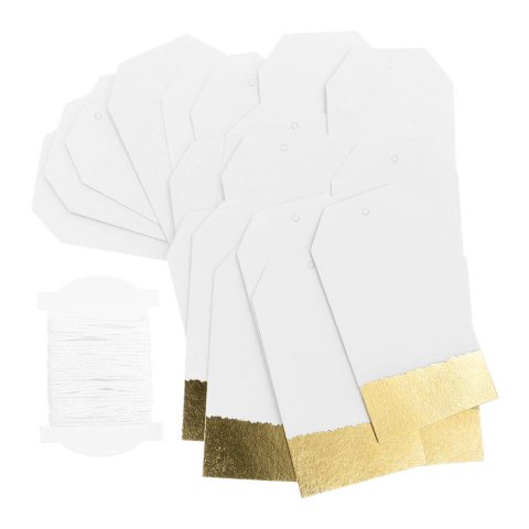 Paper Poetry gift tag Hotfoil 45 x 80 mm, 300 g/m², 24 pieces, white/gold