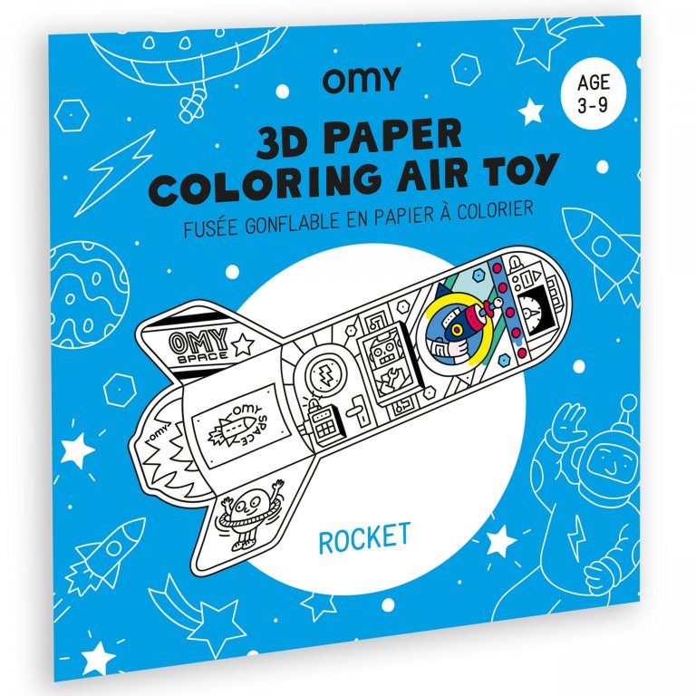 El cohete de papel OMY para colorear y soplar