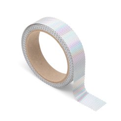 Holografisches Klebeband perforiert PVC/PET, silber, Verhältnis 60/40, b=25 mm, l=5 m