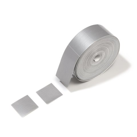 Fabric adhesive dots, PE coated, angular 30 x 30 mm, strong adhesive, 50 pieces, silver