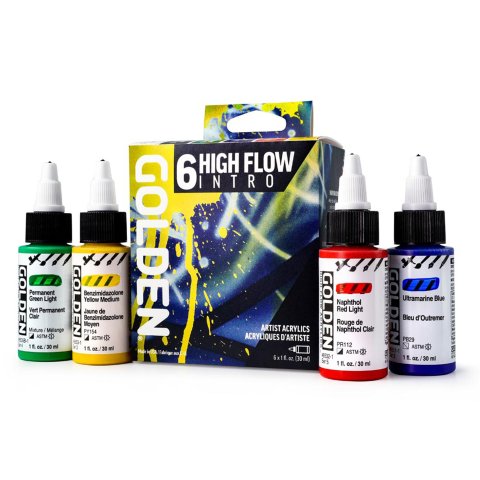 Golden juego High Flow de acrílico Intro, 6 colores a 30 ml