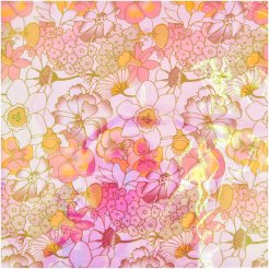 Irisfolie gemustert 70 cm x 2 m, Blumen pink-orange