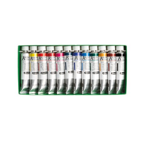 Schmincke Gouachefarbe Akademie, Set 12 Tuben à 20 ml, Grundsortiment (72730)