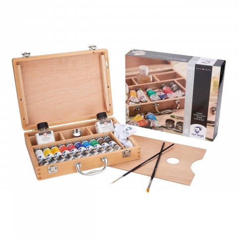 Royal Talens oil paint Van Gogh, set 10 tubes à 40 ml + accessories, in wooden case, base