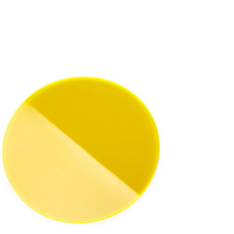 Acrylglas GS Scheiben transparent Kreis, Ø 100 mm, s = 3 mm, fluoreszierend gelb