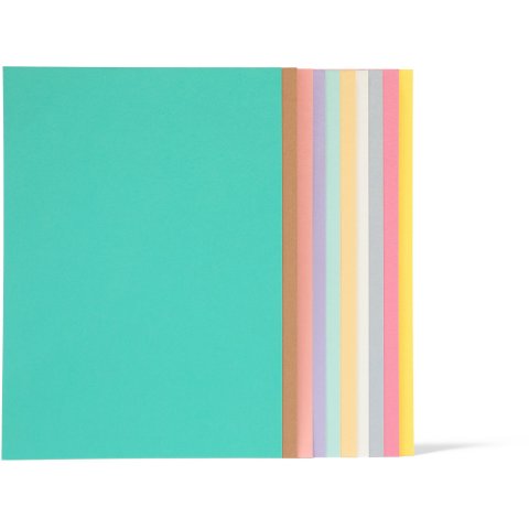 Tonpapier farbig Mixpack 120 g/m², 500 x 700, 10 Blatt Pastellfarben
