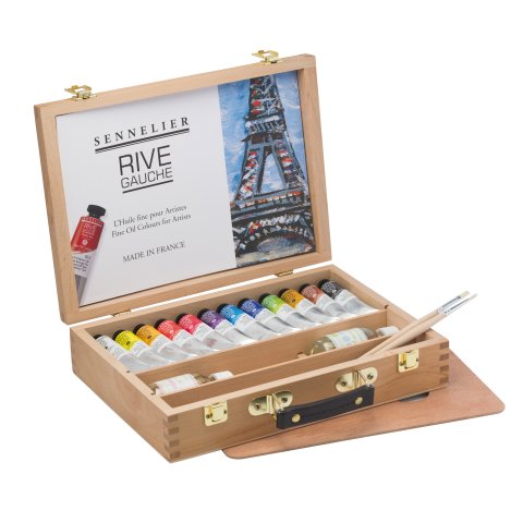 Sennelier fine oil paint Rive Gauche, set Wooden box, 12 tubes of 40 ml