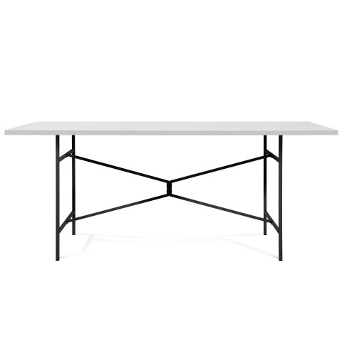 Modulor mesa X, seda negra mate Encimera de melamina blanca, borde blanco