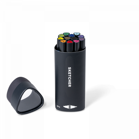 Molotow Twin Marker Sketcher Set, 12er-Set Pinsel- und Keilspitze, Main Kit 1
