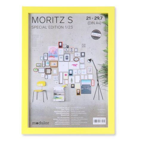 Wechselrahmen Holz Moritz S special edition 1/23 21 x 29,7 cm, DIN A4, schwefelgelb (RAL 1016)