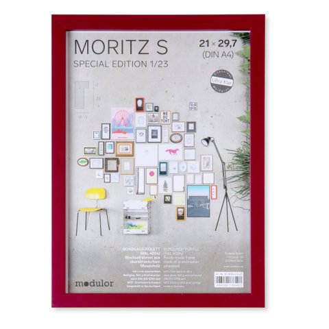 Wechselrahmen Holz Moritz S special edition 1/23 21 x 29,7 cm, DIN A4, bordeauxviolett (RAL 4004)