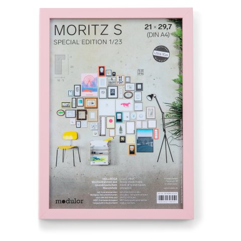 Moritz S special edition 1/23 wooden clip-on frame 21 x 29.7 cm, DIN A4, light pink