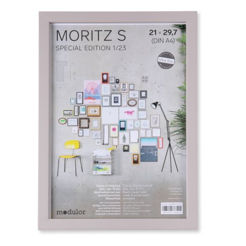 Wechselrahmen Holz Moritz S special edition 1/23 21 x 29,7 cm, DIN A4, teeblütenrosa (RAL 3607005)