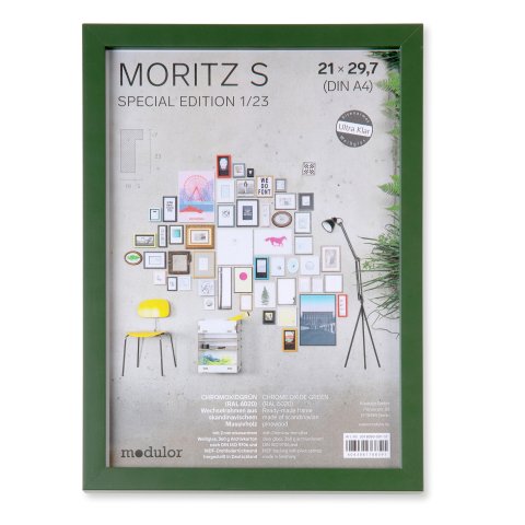 Wechselrahmen Holz Moritz S special edition 1/23 21 x 29,7 cm, DIN A4, chromoxidgrün (RAL 6020)