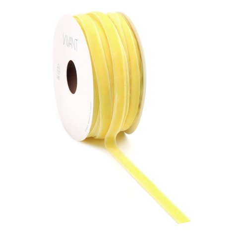Velvet ribbon neon b = 6 mm, l = 20 m, 100% nylon, light yellow