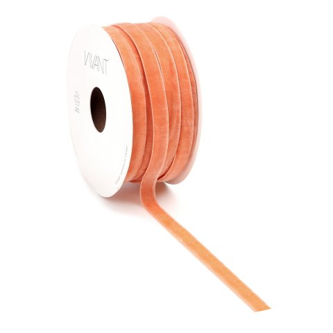 Velvet ribbon neon b = 6 mm, l = 20 m, 100% nylon, apricot