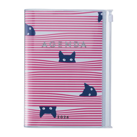 Mark's Calendario semanal 16 meses Gatos 2025/2026, DIN A6, rosa