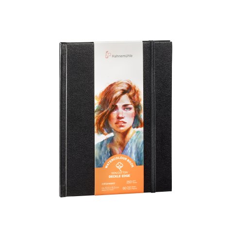 Hahnemühle libro di acquerelli Deckle Edge (bordo deckle) CO, bianco, 250 g/m², 103 x 153 mm, HF, 30 BL/60 p.