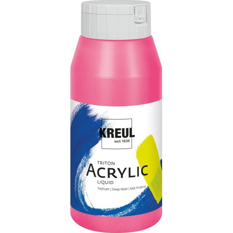 Kreul Acrylfarbe Triton Acrylic Liquid Flasche 750 ml, Fluoreszierend Pink (63)