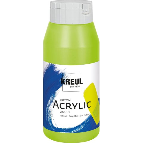 Kreul Acrylfarbe Triton Acrylic Liquid Flasche 750 ml, Fluoreszierend Grün (64)