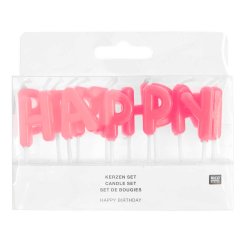 Dekokerzen 'Happy Birthday' 13-teilig, neon pink