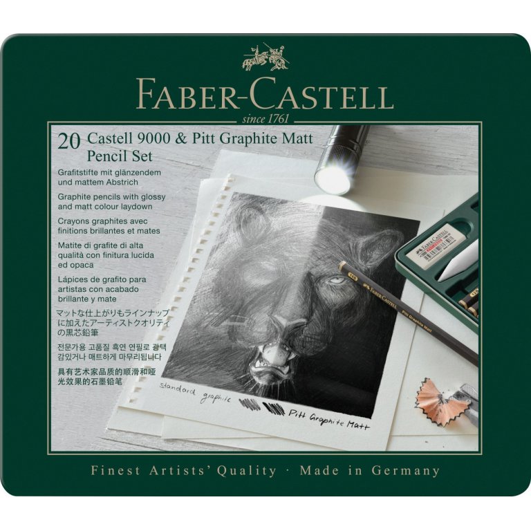 Faber-Castell 9000 &amp; Pitt Grafite opaca, set