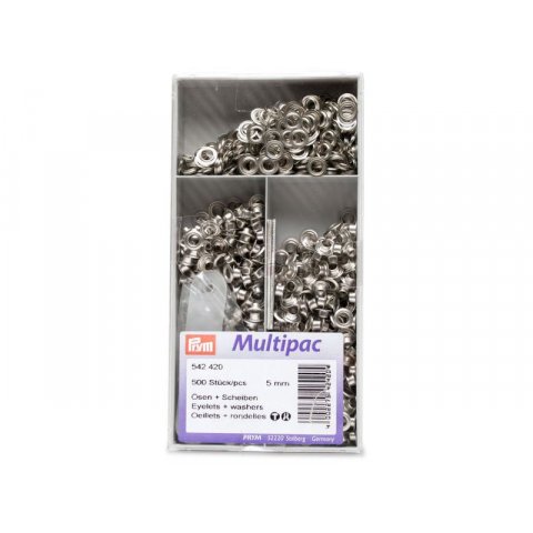 Prym eyelets with washers, nickel-plated brass inner diameter 5 mm, 500 pieces (542420)