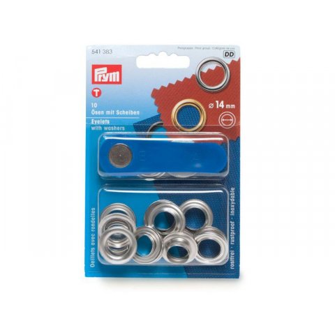 Prym eyelets with washers, nickel-plated brass inner diameter 14 mm, 10 pieces (541383)