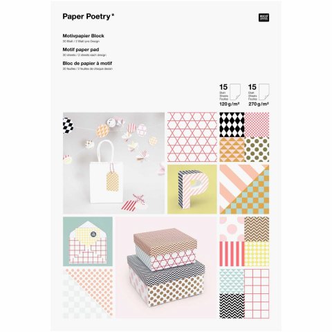 Motif paper block, Graphic 210 x 300 mm, 30 sheets, 120 + 270 g/m²