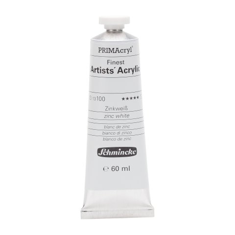 Pintura de maquillaje acrílico primacryl Tubo de metal 60 ml, blanco de zinc (100)