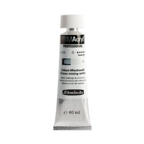 Pintura de maquillaje acrílico primacryl Tubo metálico 60 ml, zirconio mezclado blanco (104)