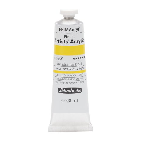 Pintura de maquillaje acrílico primacryl Tubo metálico 60 ml, amarillo vanadio (206)