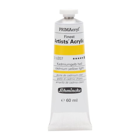 Pintura de maquillaje acrílico primacryl Tubo de metal 60 ml, luz amarilla de cadmio (207)