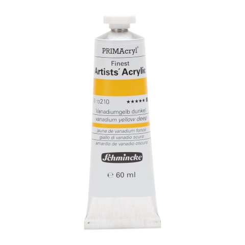 Pintura de maquillaje acrílico primacryl Tubo de metal 60 ml, amarillo vanadio oscuro (210)
