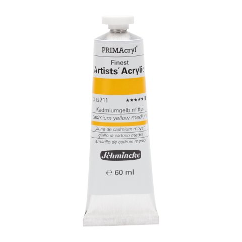 Trucco vernice acrilica primacryl Tubo metallico da 60 ml, medio giallo cadmio (211)