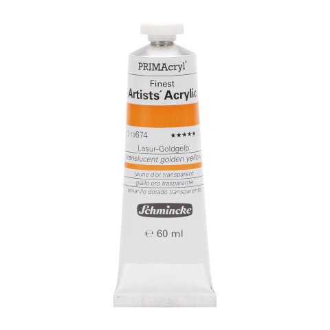 Schmincke Primacryl acrylic paint metal tube 60 ml, glaze golden yellow (674)