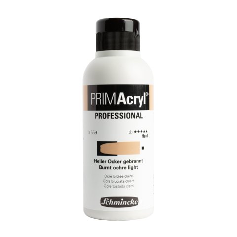 Schmincke Primacryl acrylic paint PE bottle 250 ml, light ochre burnt fluid (659)