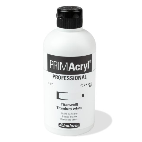 Schmincke Primacryl acrylic paint PE bottle 500 ml, titanium white fluid (101)