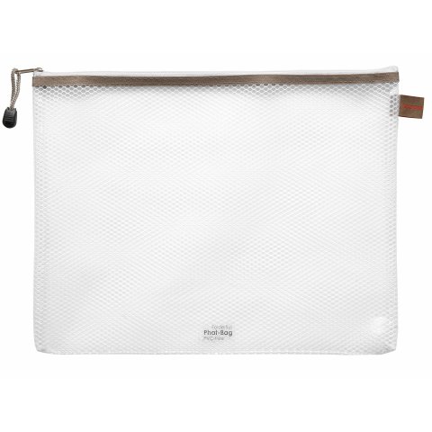 Zip bag trasparente senza PVC senza PVC Phat-Bag 270 x 350 per DIN A4, nastro per bordatura taupe
