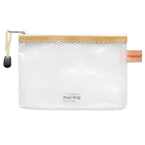 Zippered transparent bag, PVC-free (Phat-Bag) 125 x 180 for DIN A6, beige ribbon