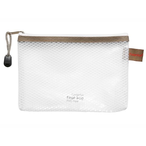 Bolsa con cremallera transparente sin PVC Phat-Bag 125 x 180 para DIN A6, cinta de reborde marrón topo