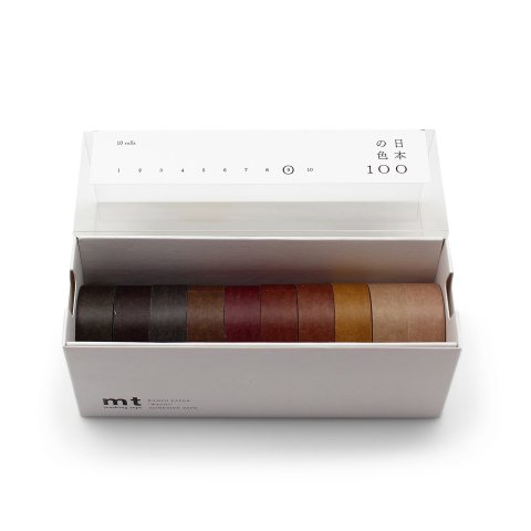 Mt Festival Washi tape 100 colores Japón Juego de 10, anchura = 15 mm, longitud = 7 m, juego 9