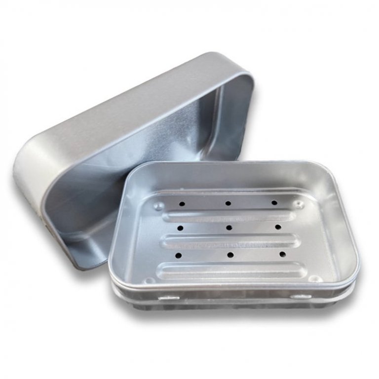 Savion soap box with drain strainer, aluminium