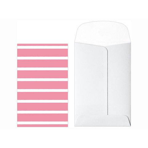 Tarjeta de regalo de la fábrica de diseño de tarjetas 54 x 89 mm, tarjeta con sobre, Stripetown Pink