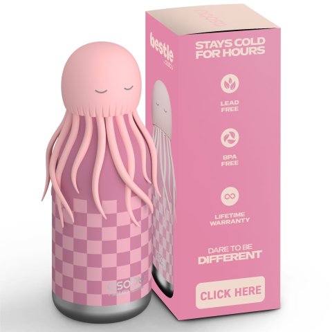 Asobu Trinkflasche isoliert Bestie 460 ml, BPA-frei, inkl. Trinkhalm, jellyfish