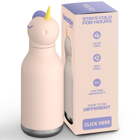 Asobu Trinkflasche isoliert Bestie 460 ml, BPA-frei, inkl. Trinkhalm, unicorn