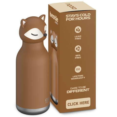Asobu Trinkflasche isoliert Bestie 460 ml, BPA-frei, inkl. Trinkhalm, fox
