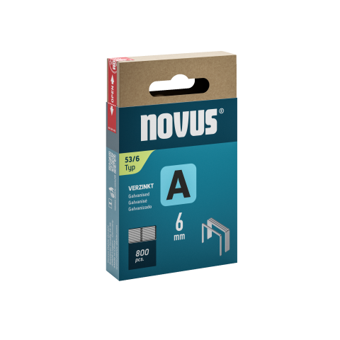 Novus Heftmittel Feindrahtklammern A Typ 53 verzinkt, 6 mm, 800 Stück