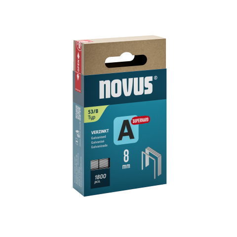 Novus Heftmittel Feindrahtklammern A Typ 53 verzinkt, 8 mm, 1800 Stück