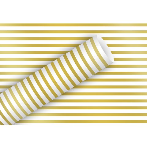 Geschenkpapier Rolle Muster 200 x 70 cm, Stripes, gold